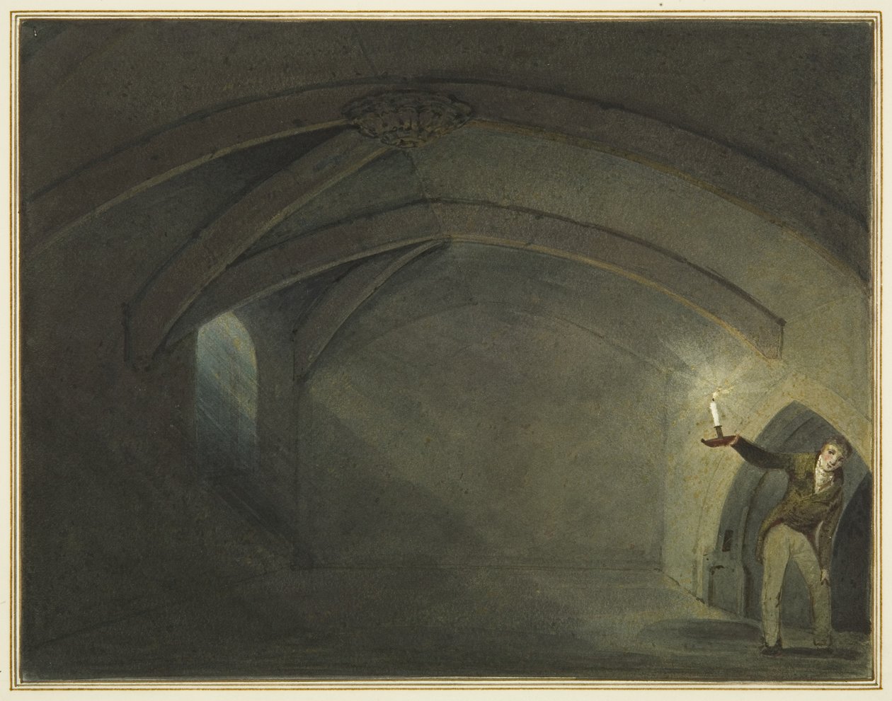 A suposta "Cripta da Igreja de São Leonardo" (aguarela no papel) de Thomas Leeson the Elder Rowbotham