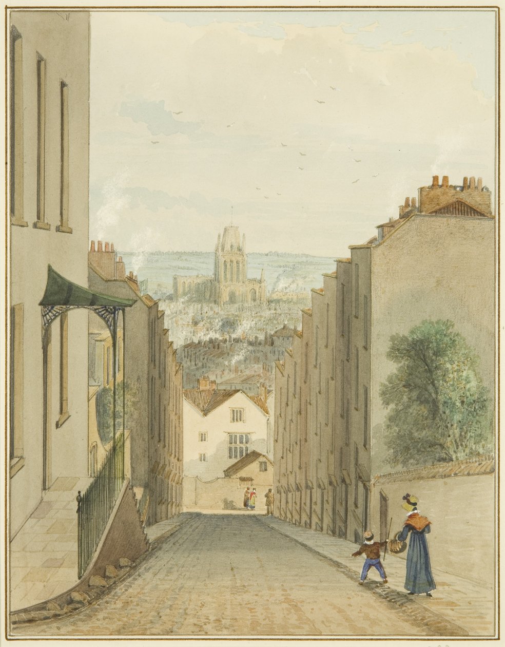 Vista do topo da Rua Lodge (aguarela sobre papel) de Thomas Leeson the Elder Rowbotham