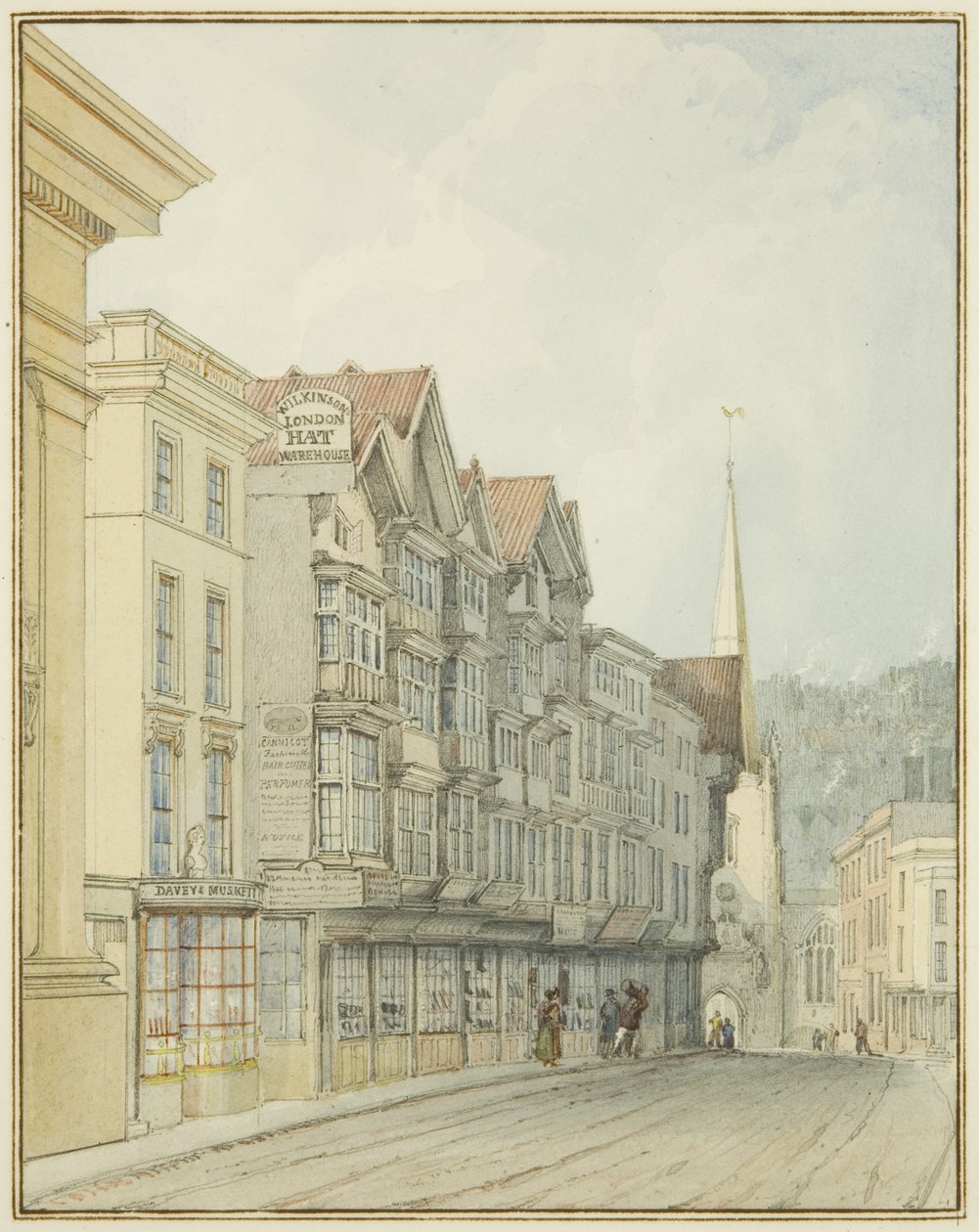 Lado Oeste da Broad Street (aguarela sobre papel) de Thomas Leeson the Elder Rowbotham