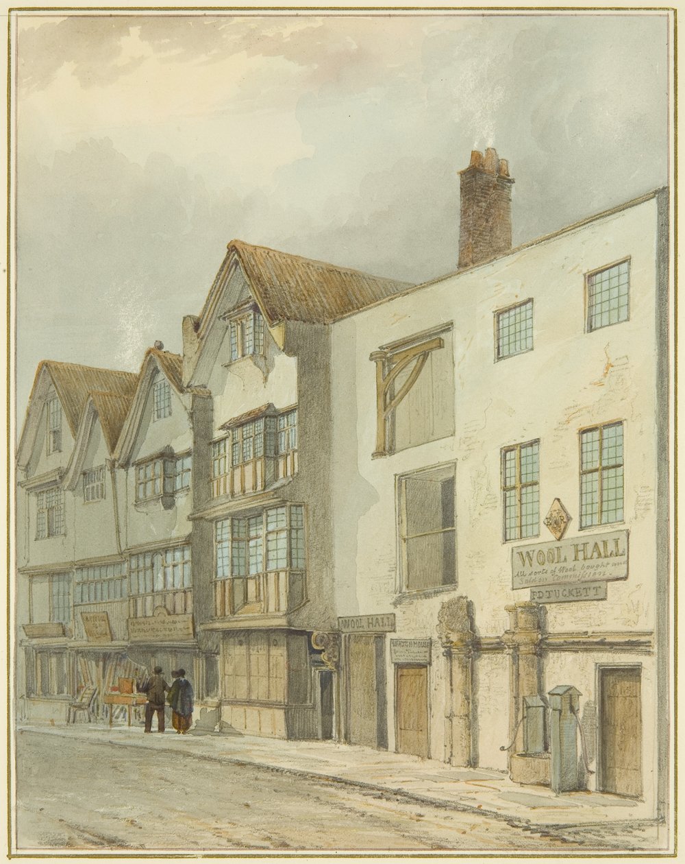 Wool Hall na Thomas Street (aguarela sobre papel) de Thomas Leeson the Elder Rowbotham