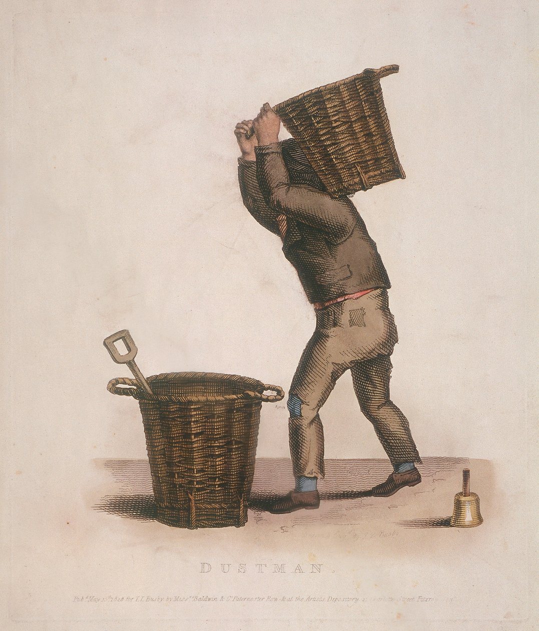 Dustman carregando uma cesta de lixo nas costas, 1820 de Thomas Lord Busby