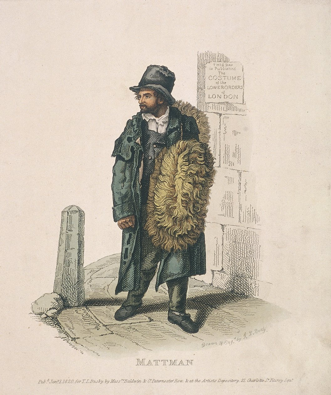 Vendedor Matt carregando suas mercadorias no ombro, 1820 de Thomas Lord Busby