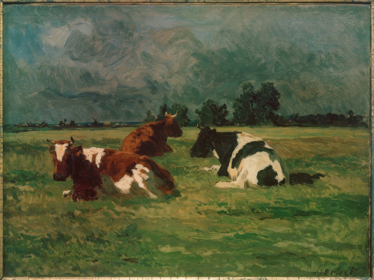 Três vacas no pasto de Thomas Ludwig Herbst