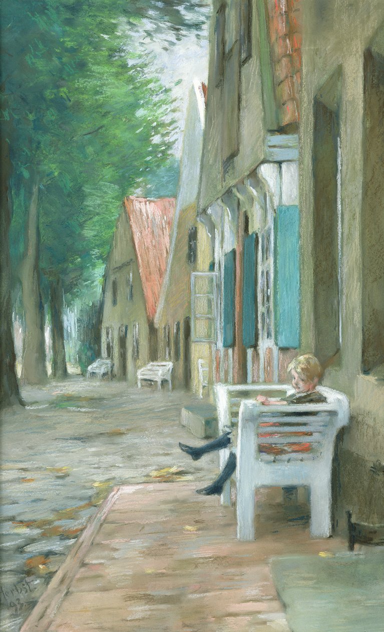Rua em Altenbruch, 1893 (pastel sobre papel) de Thomas Ludwig Herbst
