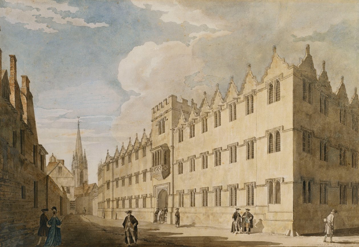 Oriel College, Oxford, com a Igreja de Santa Maria à Distância, de Thomas Malton Jnr.
