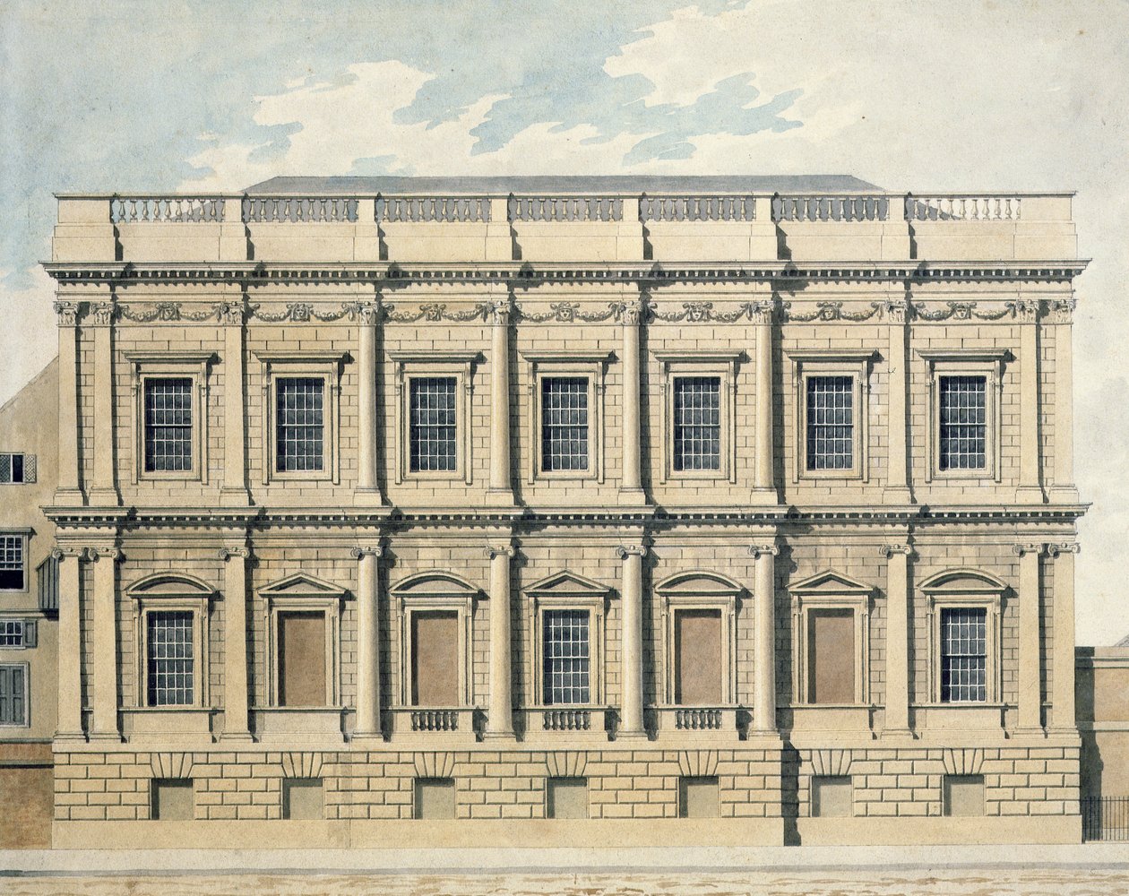 Vista, banqueting, casa, whitehall, westminster, c.1790 de Thomas Malton Jnr.