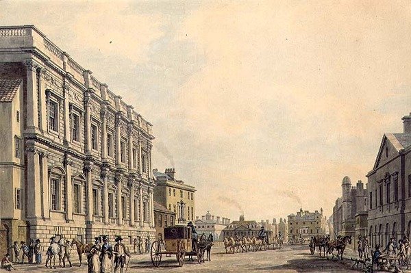 Whitehall com a Casa de Birmingham de Thomas Malton Jnr.