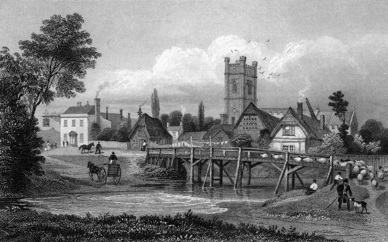 Easton, perto de Great Dunmow, Essex, gravado por Henry Adlard, 1832 de Thomas Mann Baynes