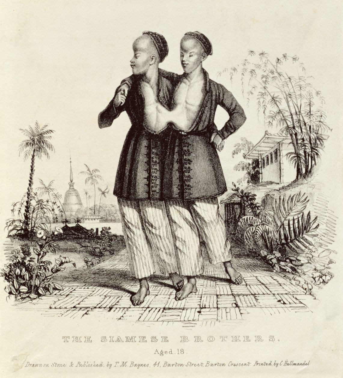 Os irmãos siameses, 18 anos, impressos por Charles Hullmandel (1789-1850), c.1829 de Thomas Mann Baynes