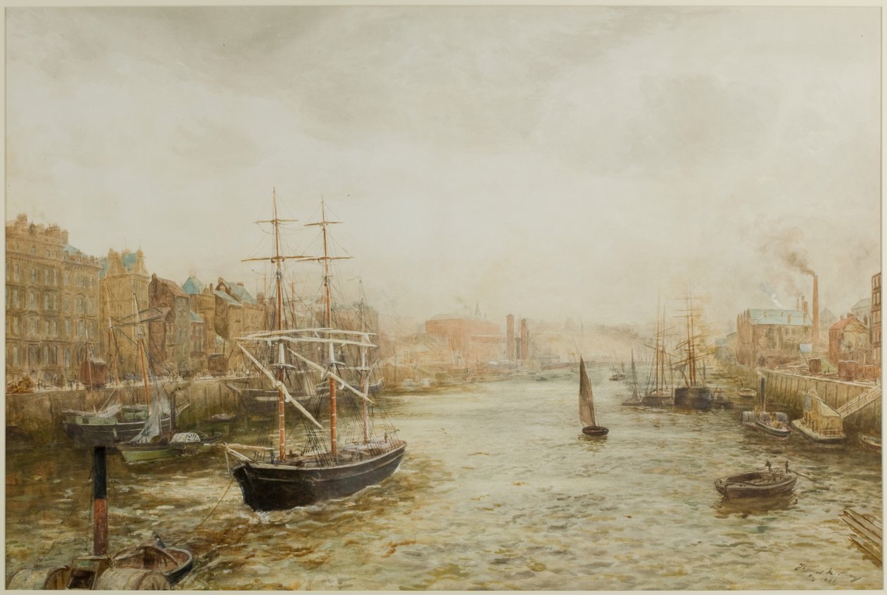 O cais, Newcastle (aguarela sobre papel) de Thomas Marie Madawaska Hemy