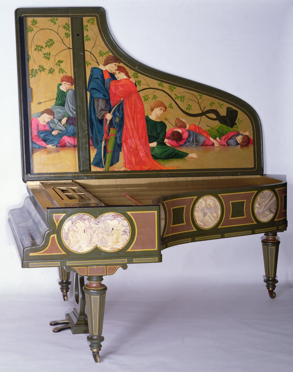 Grande Piano de Concerto de Sebastien Erard, c.1850 (madeira pintada, teclas de ébano e marfim) de Thomas Matthews Rooke