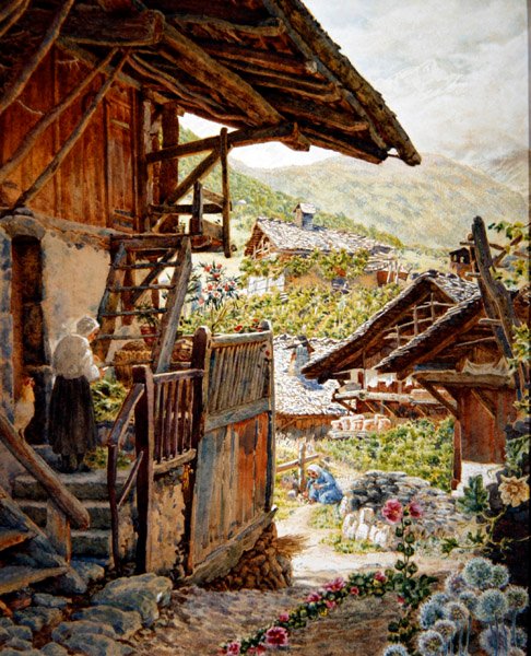Sallanches, Hautes Savoie com o Aiguille de Bionnassay na distância de Thomas Matthews Rooke
