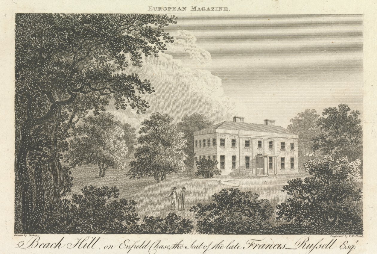 Beach Hill, em Enfield Chase, a sede do falecido Francis Russell, Esquire, Outer Suburb - Norte de Thomas Medland