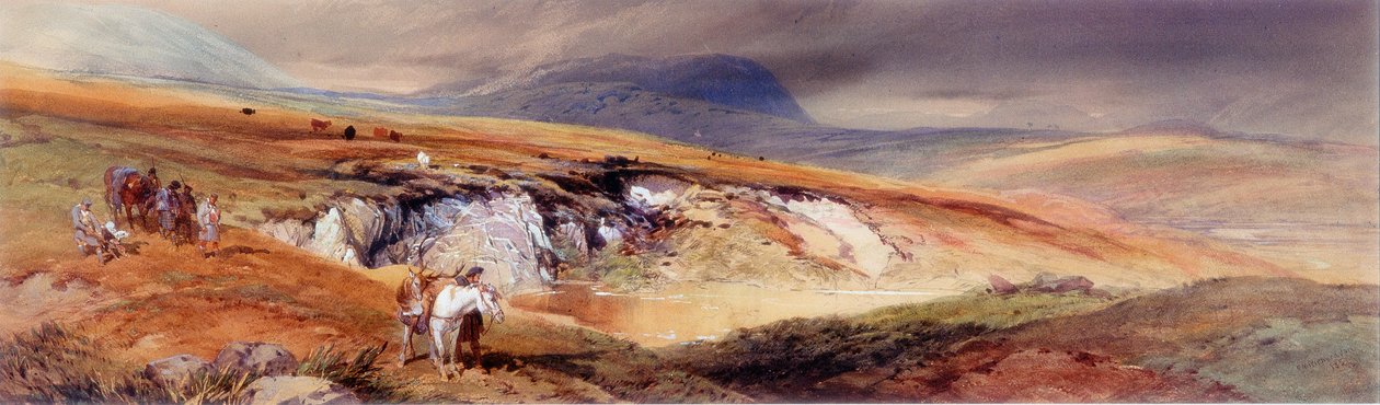 Uma paisagem das montanhas (bodycolour) de Thomas Miles II Richardson