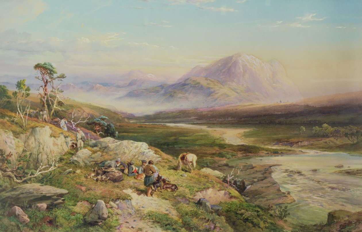 Fim do tiro, Loch Maree (aquarela sobre papel) de Thomas Miles II Richardson