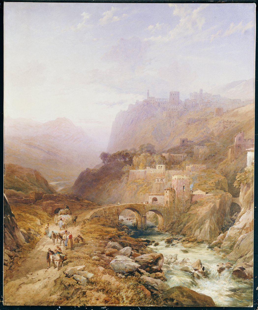 Figuras na estrada abaixo de Fort Leon, Sicília, 1879 de Thomas Miles Richardson