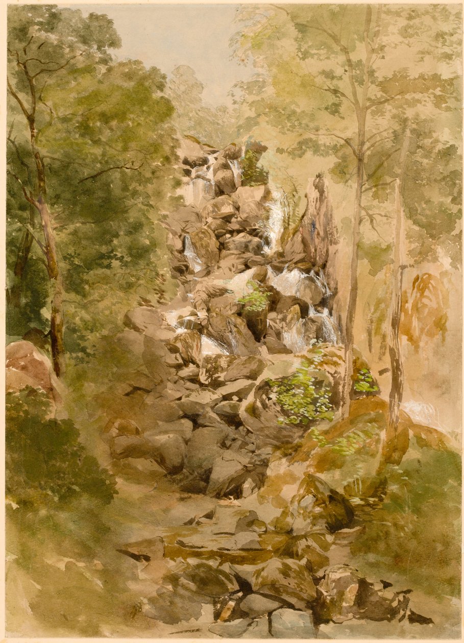 Paisagem com Cachoeira (bodycolour) de Thomas Miles Richardson