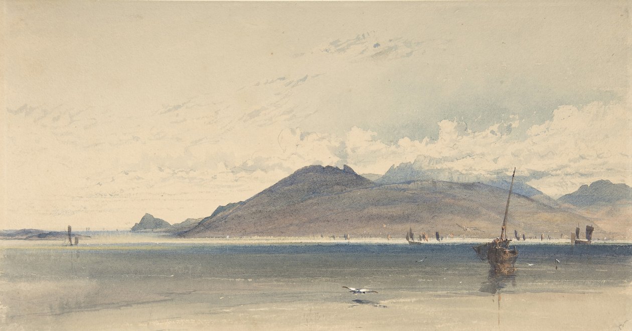 Ilha de Arran, amanhecer, 1830-39. de Thomas Miles Richardson I