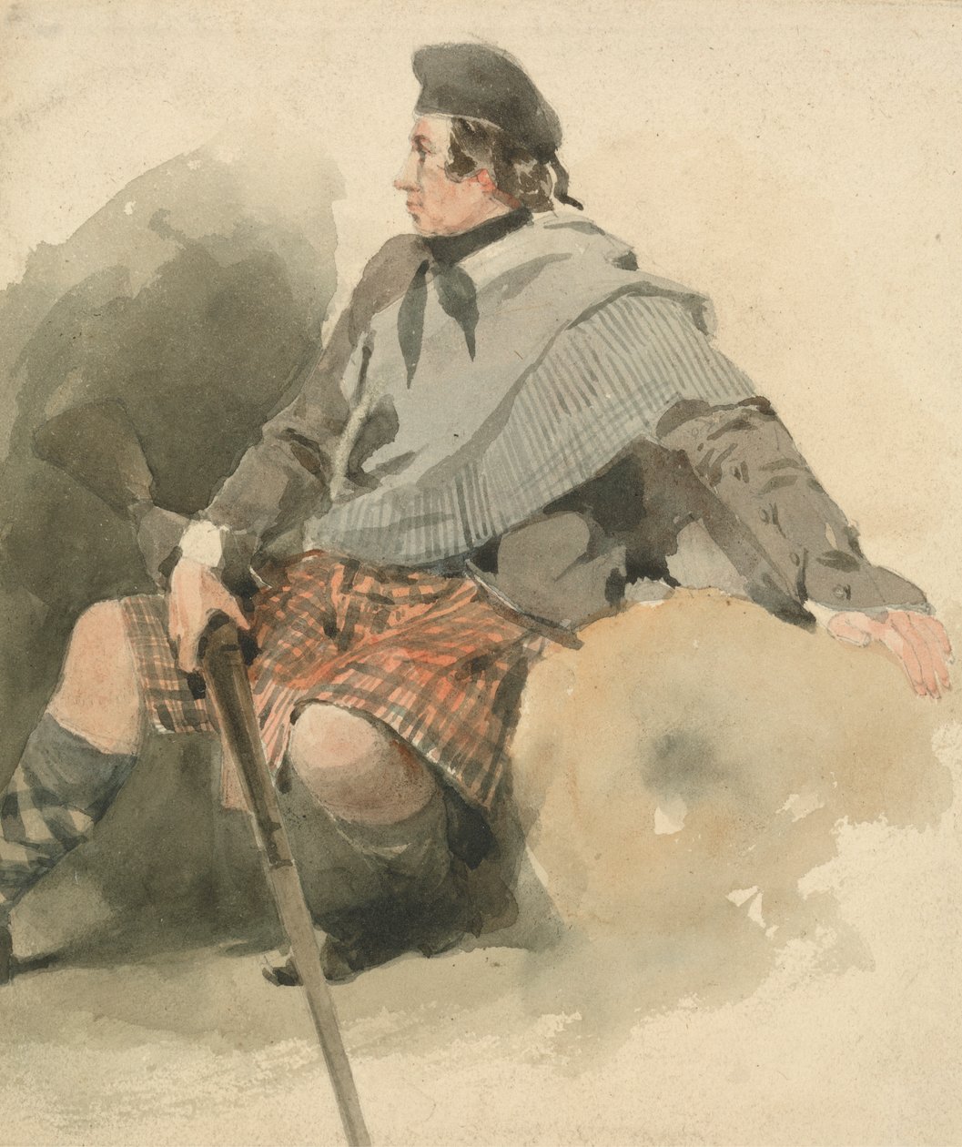 Um Highlander sentado de Thomas Miles Richardson Sr.