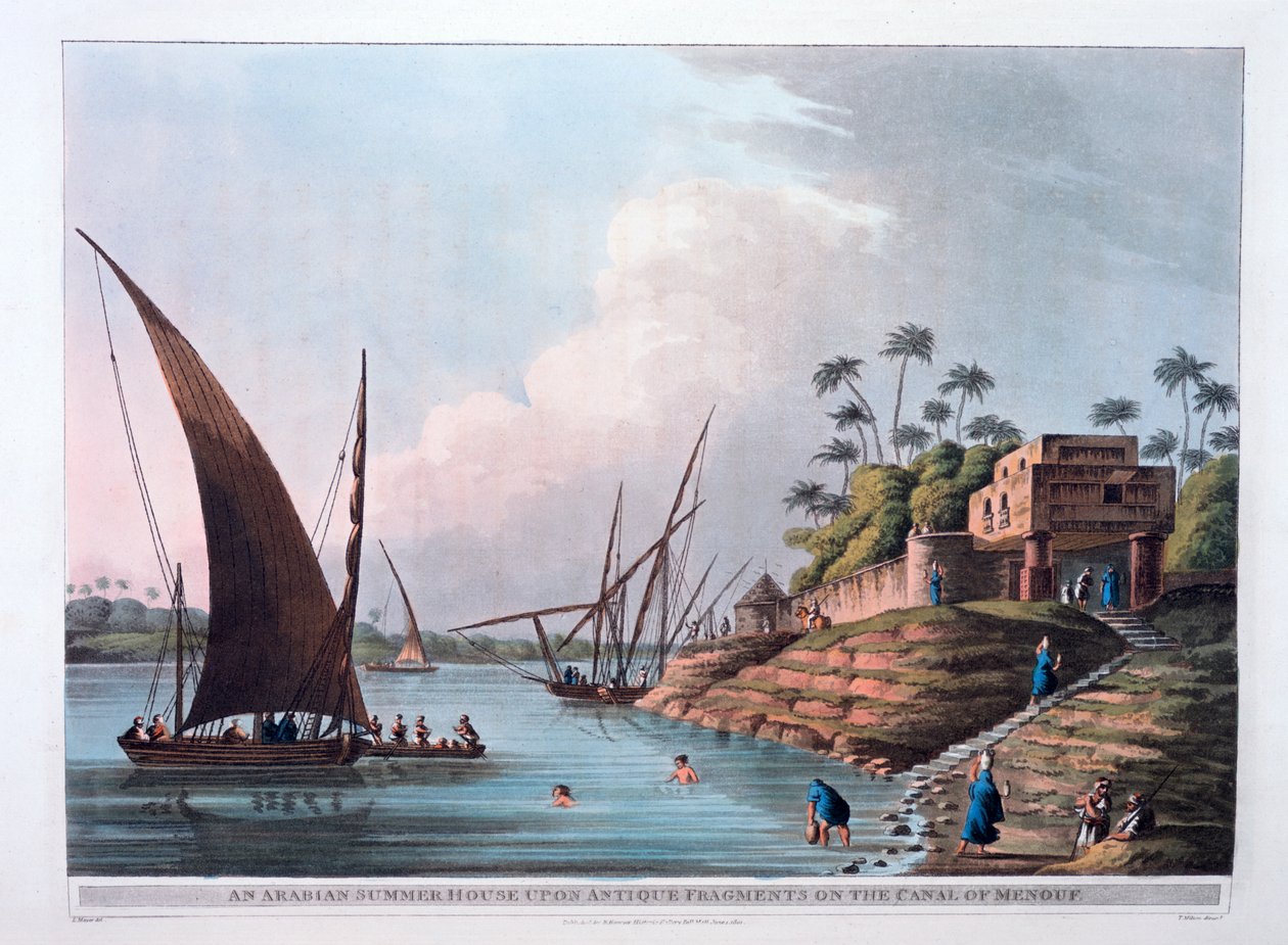 Casa de verão árabe no canal de Menouf, Egito, 1801 de Thomas Milton