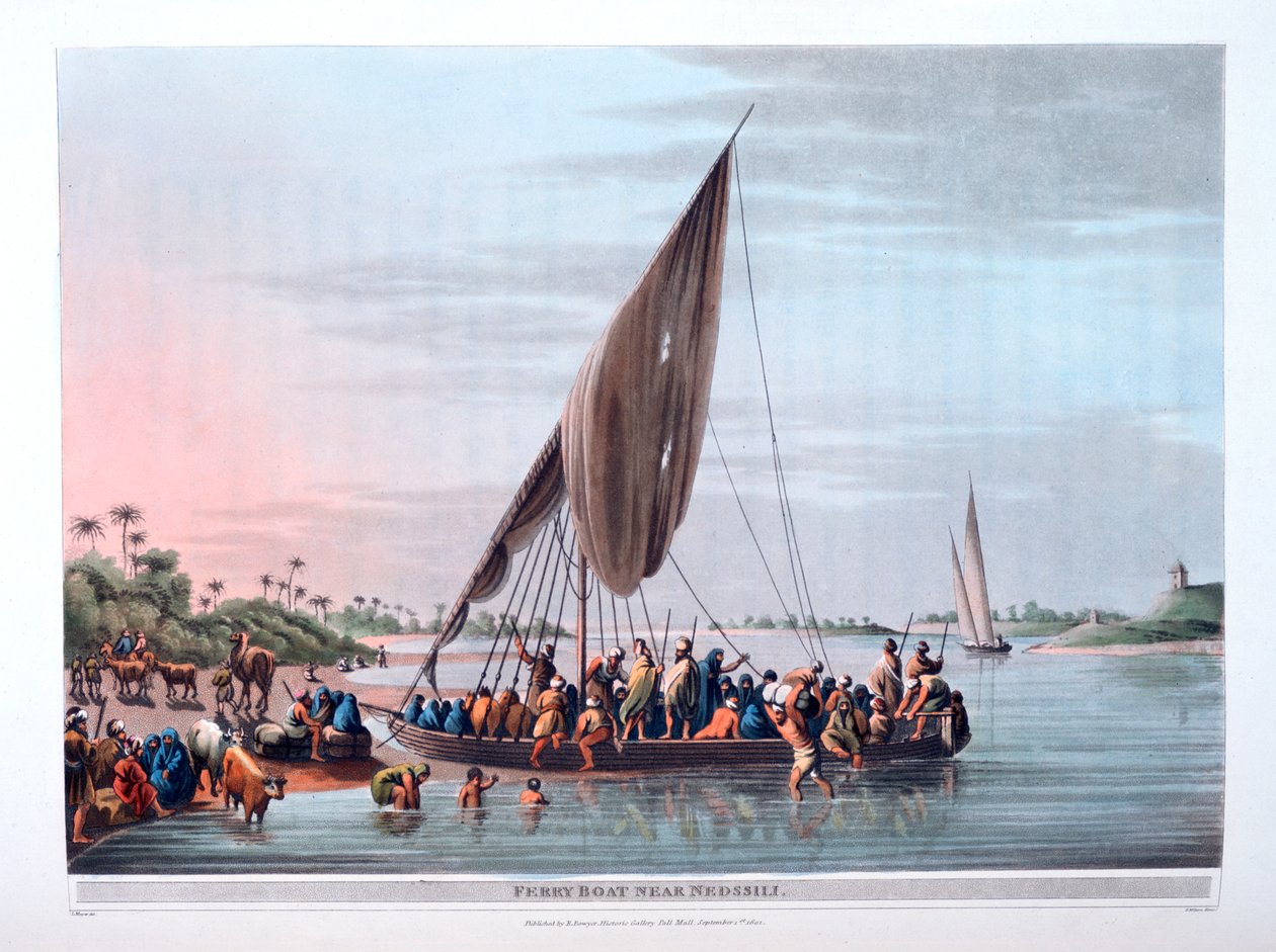 Ferryboat perto de Nedssili, 1801 de Thomas Milton