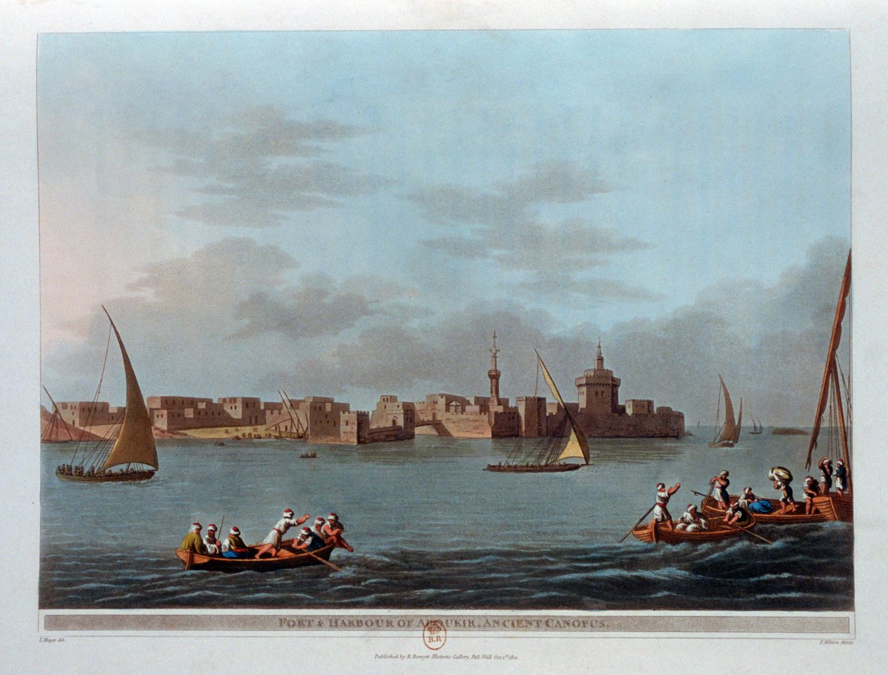 Forte e porto de Aboukir, Canopus antigo, Egito, 1801 de Thomas Milton