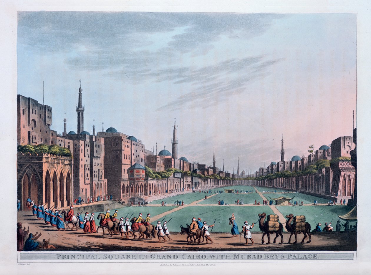 Praça Principal no Grande Cairo, com o Palácio Murad Beys, 1801 de Thomas Milton