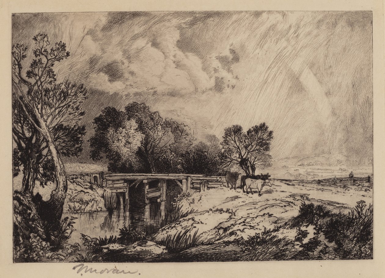 Uma ponte rústica de Thomas Moran