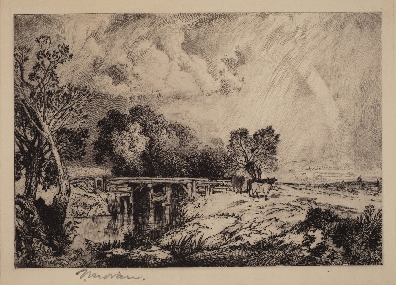 Uma ponte rústica de Thomas Moran