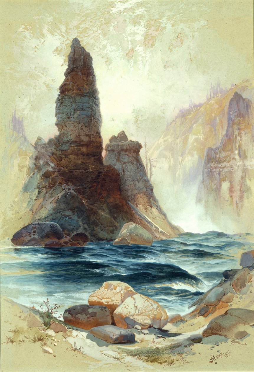 Acima das Tower Falls, Yellowstone de Thomas Moran