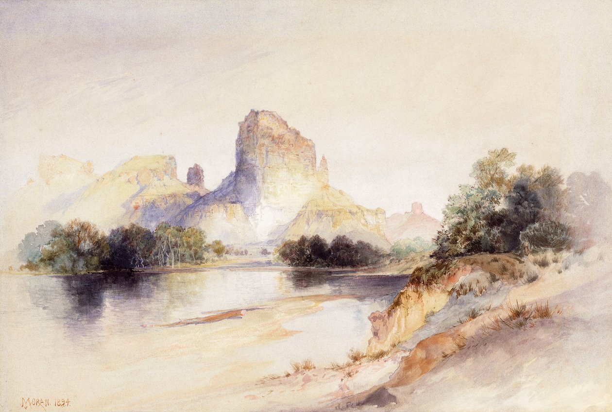 Butte do castelo, rio verde, Wyoming, 1894 de Thomas Moran