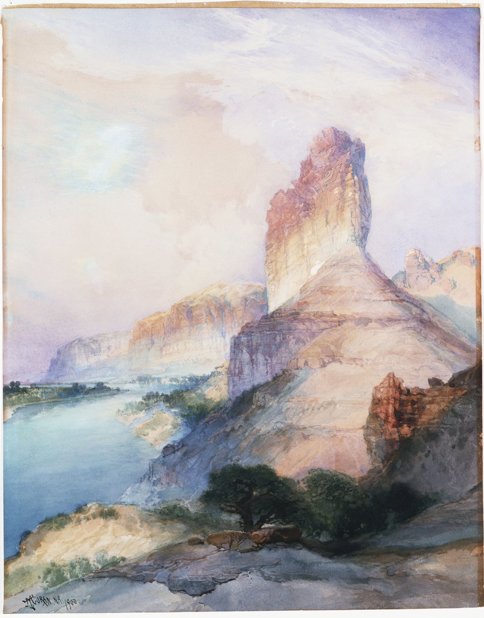 Butte do castelo, rio verde, Wyoming, 1900 de Thomas Moran