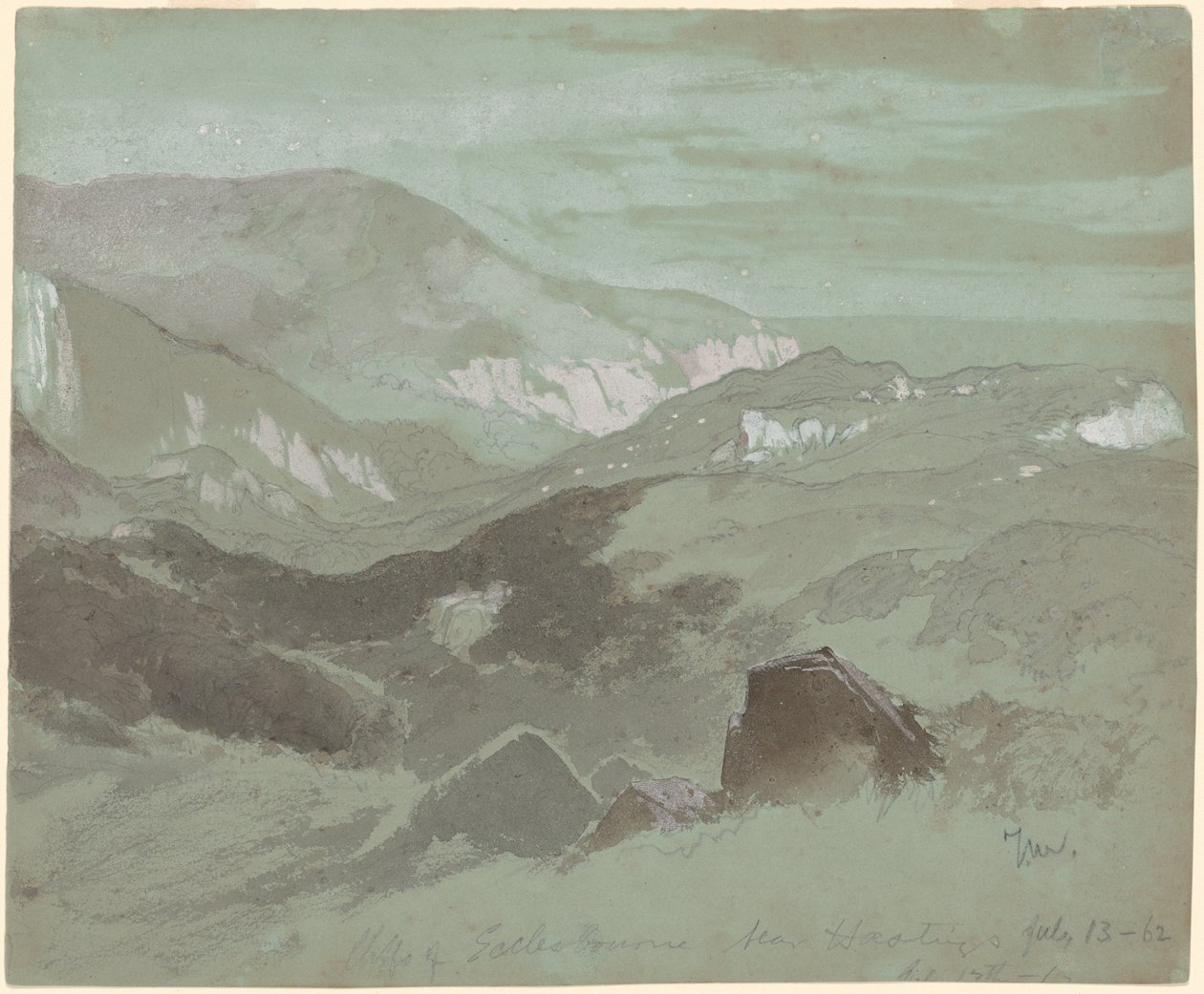 Penhascos de Ecclesbourne perto de Hastings de Thomas Moran