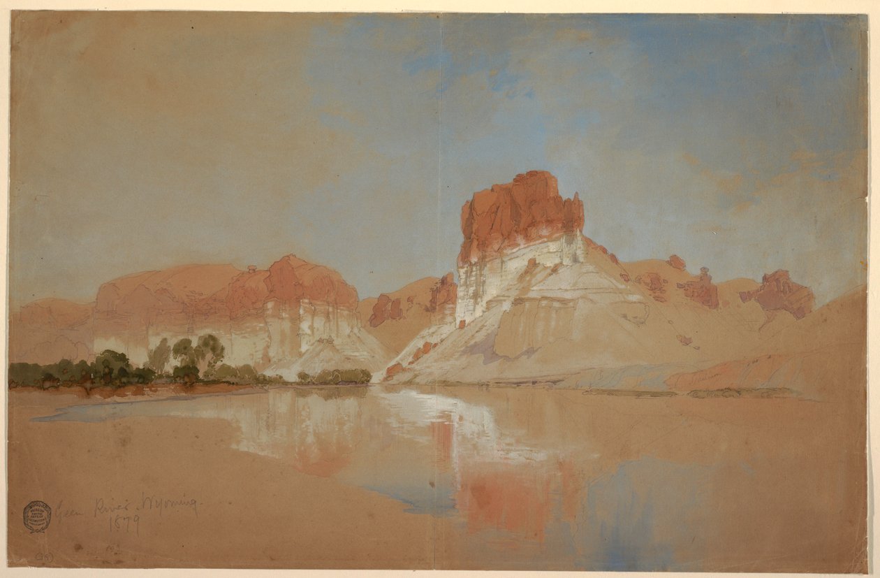Desenho, Green River, Território do Wyoming, 1879 de Thomas Moran