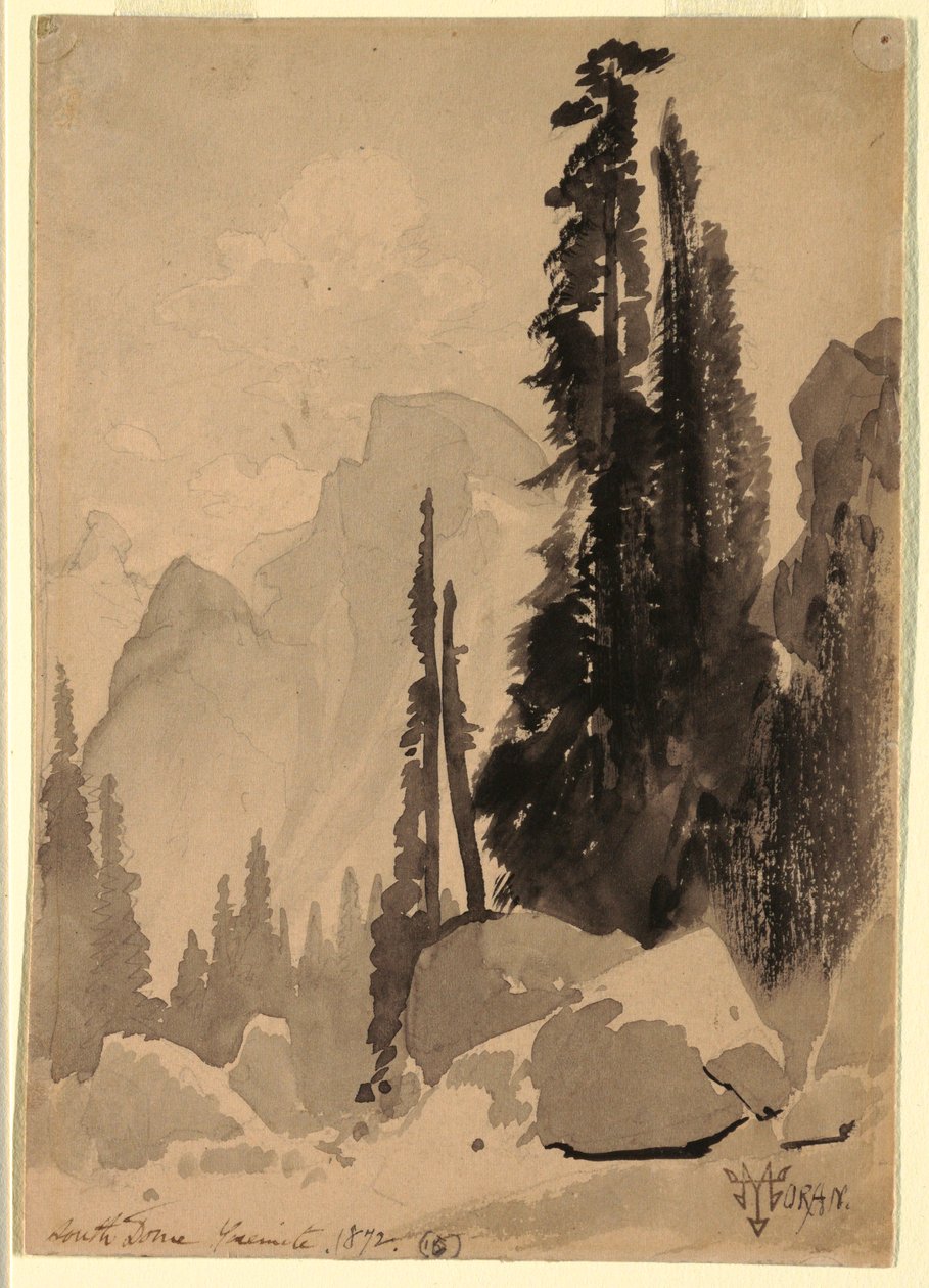 Desenho, Half Dome, Yosemite, 1872 de Thomas Moran