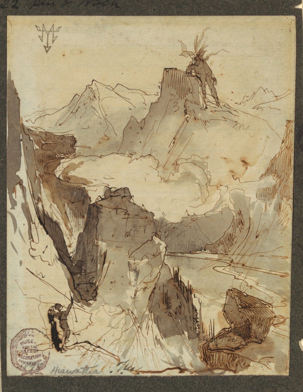 Desenho, Hiawatha vê Mudjekeewis, 1870-75 de Thomas Moran
