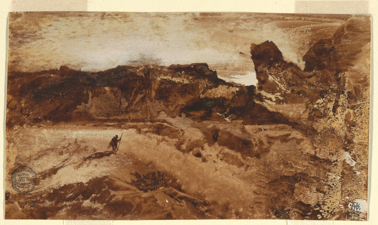 Desenho, No Deserto, Arizona, 1878 de Thomas Moran