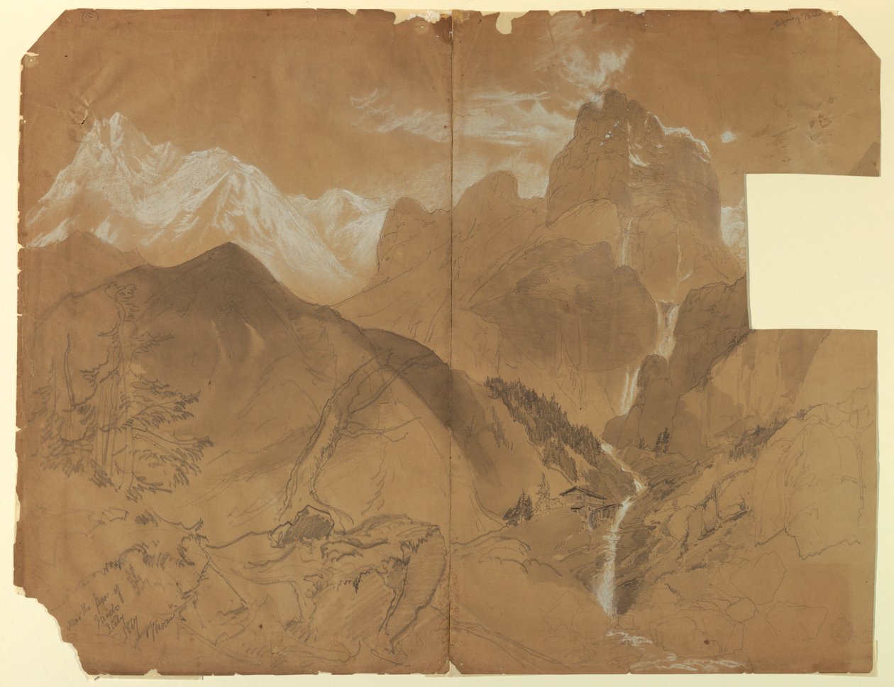 Desenho, Perto do Passo de Faido, Itália, 1867 de Thomas Moran