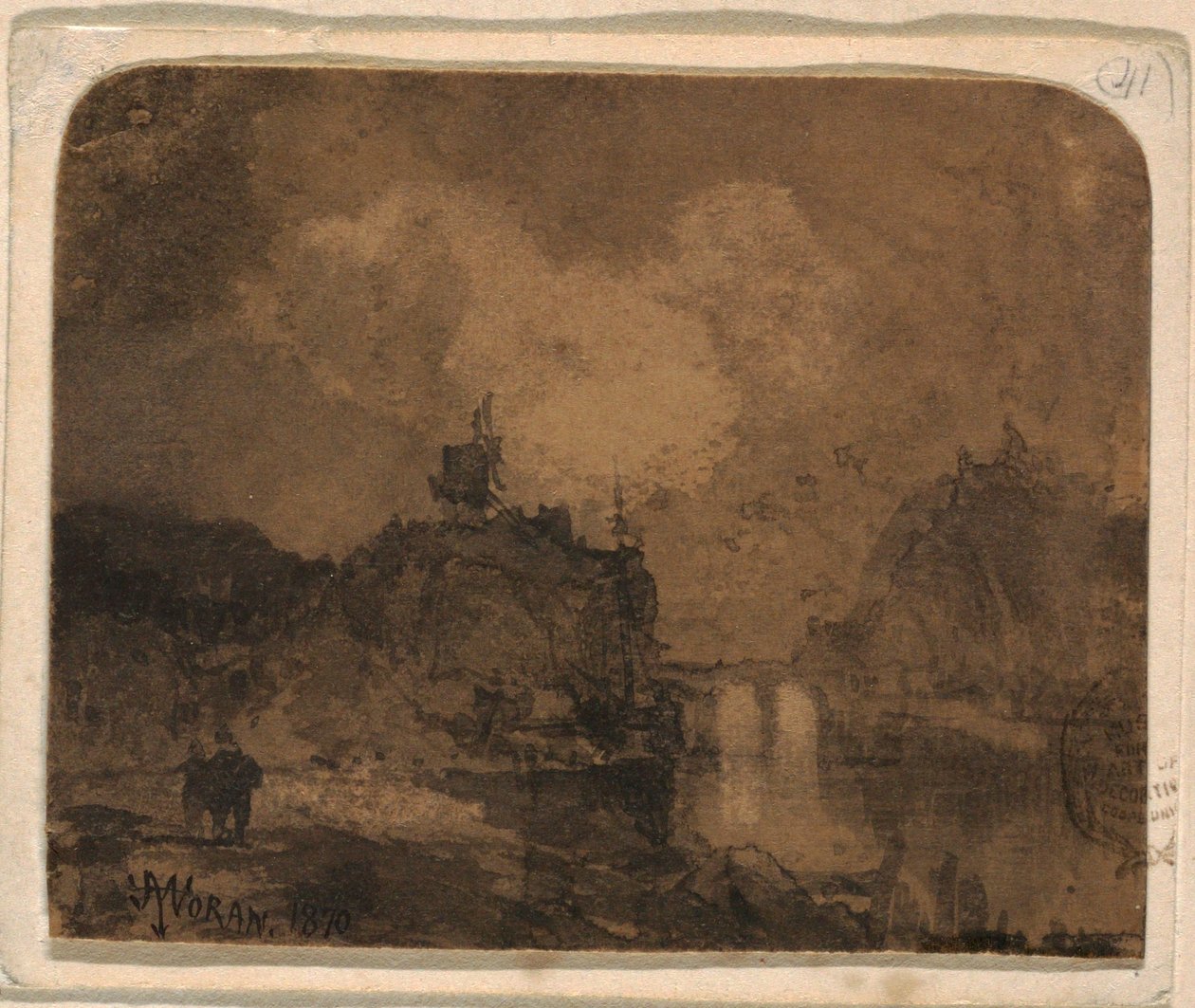 Desenho, Cena do rio, Grand Canyon, Colorado, 1870 de Thomas Moran