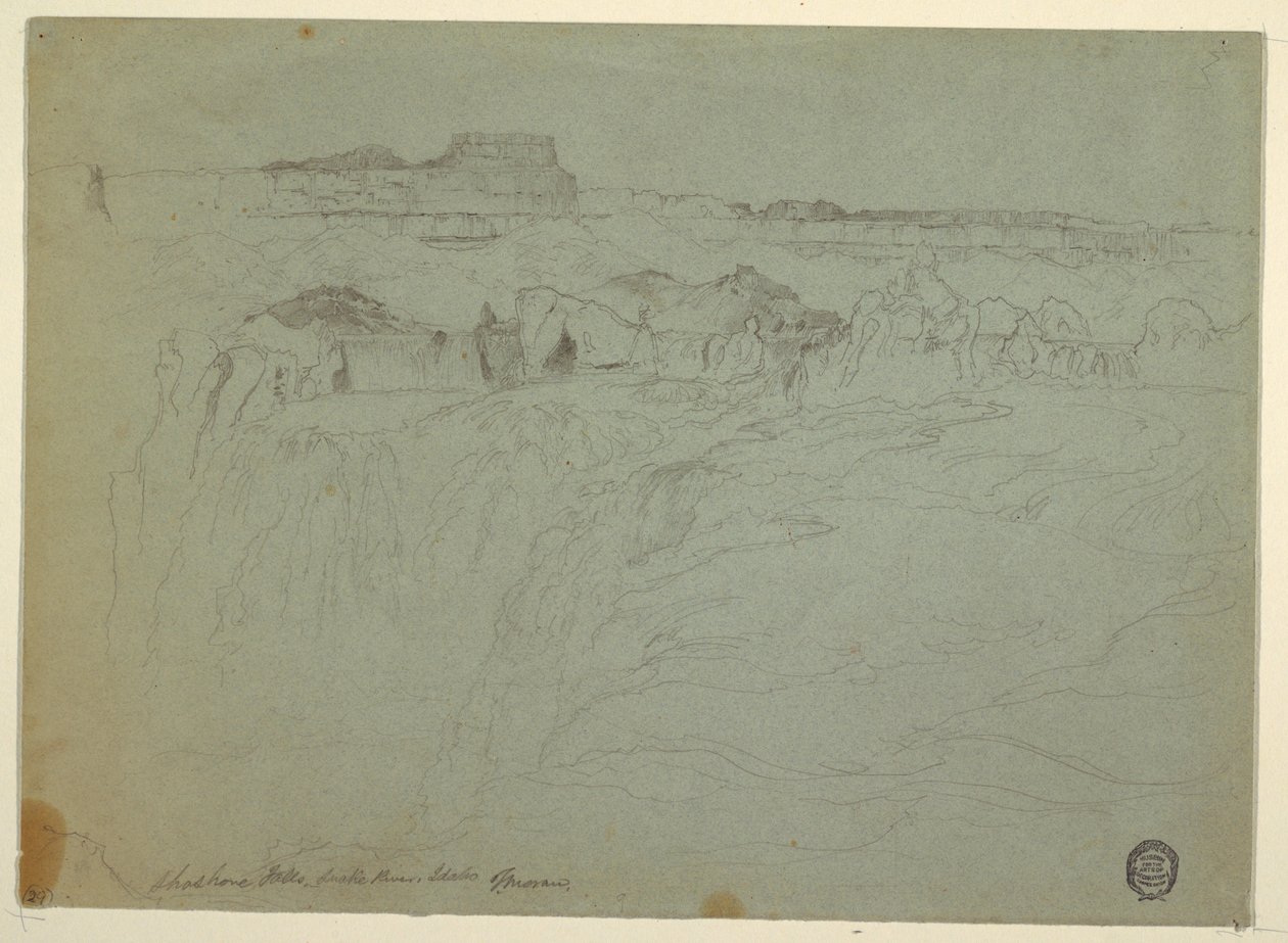 Desenho, Cataratas de Shoshone, Rio Snake, Idaho, 1875 de Thomas Moran