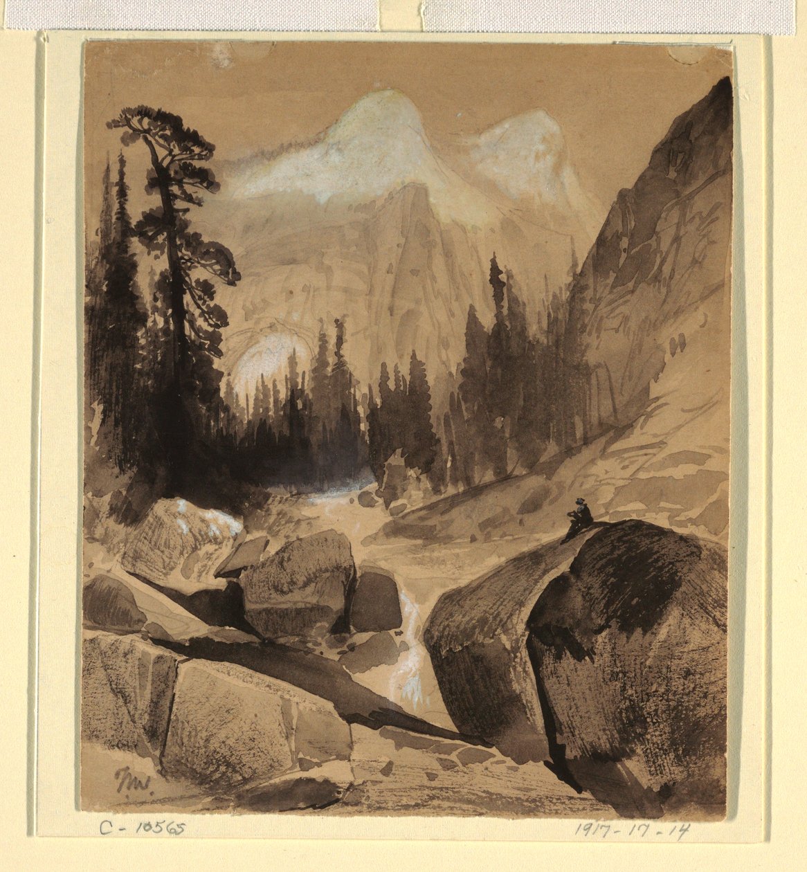 Desenho, A cúpula norte, Yosemite, Califórnia, 1872 de Thomas Moran
