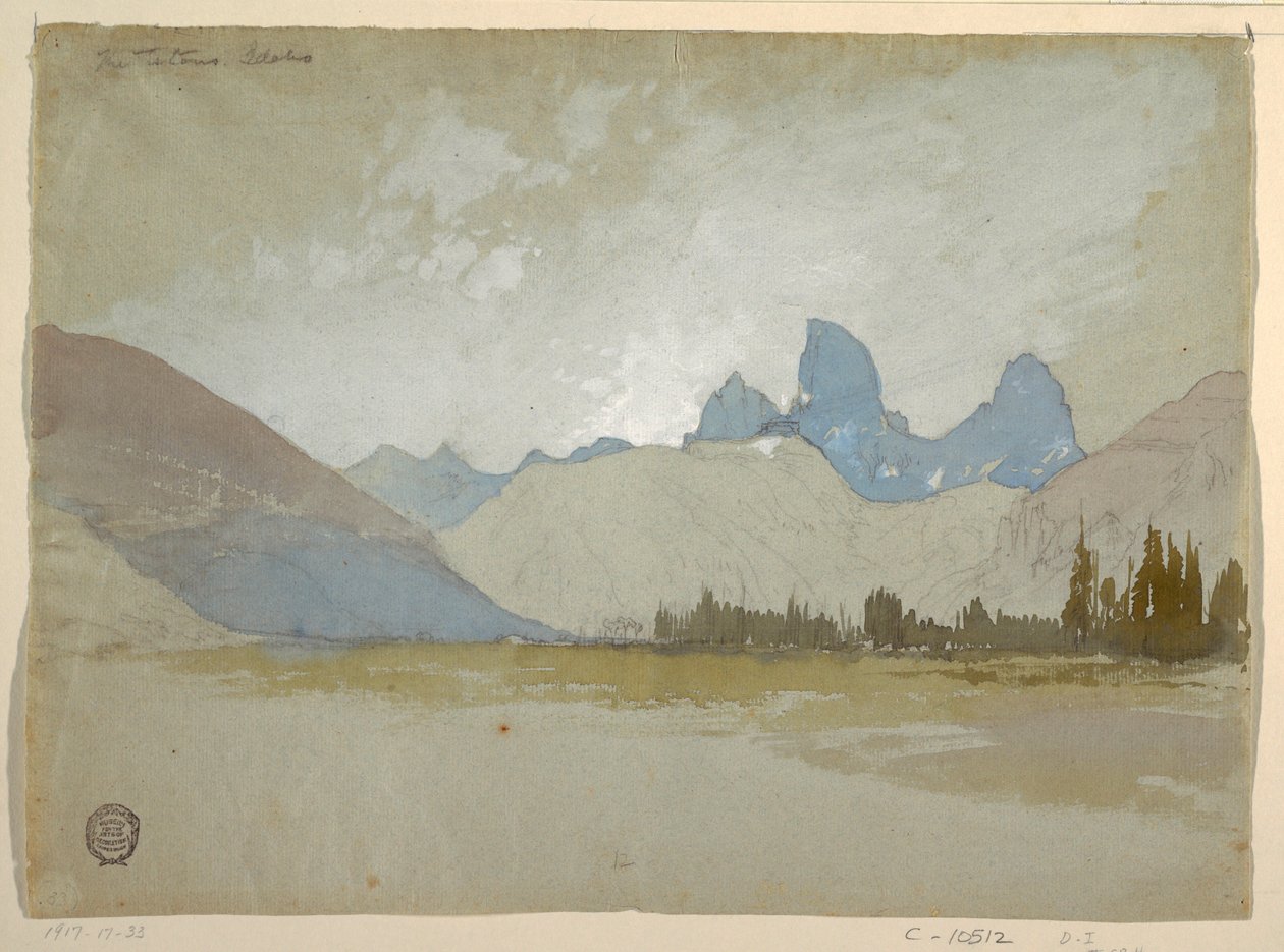 Desenho, Os Tetons, Idaho, 1879 de Thomas Moran