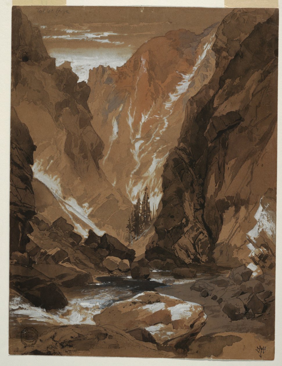 Desenho, Desfiladeiro de Toltec, Colorado, 1881 de Thomas Moran