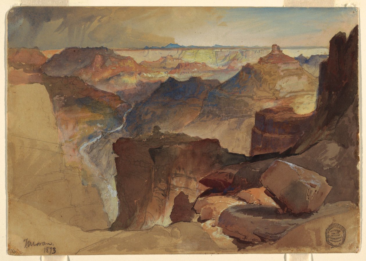 Desenho, Vista do Planalto de Powell, Grand Canyon, Colorado, 1873 de Thomas Moran