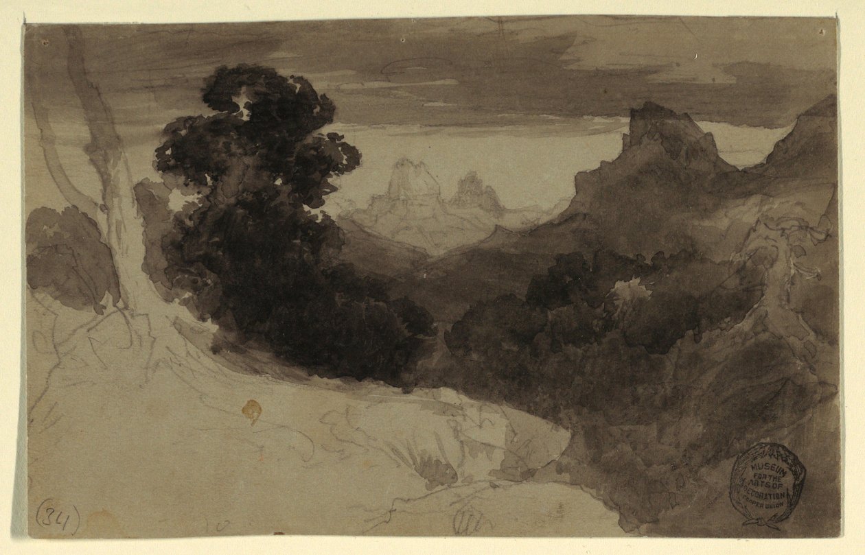 Desenho, Vista dos Tetons, Wyoming, 1874 de Thomas Moran