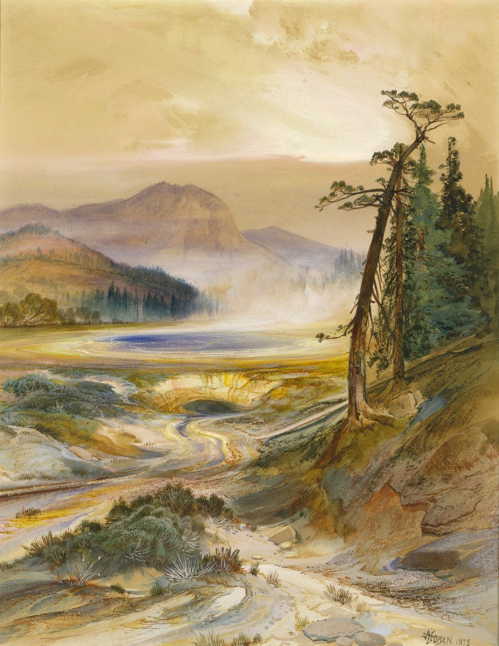 Excelsior Geyser, Parque Yellowstone, 1873. de Thomas Moran