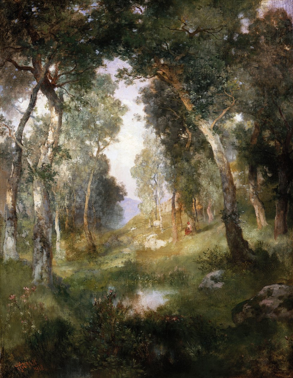 Forest Glade, Santa Bárbara, 1918 de Thomas Moran