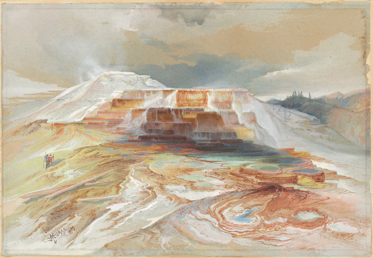 Fontes termais do rio Gardiner, Yellowstone de Thomas Moran