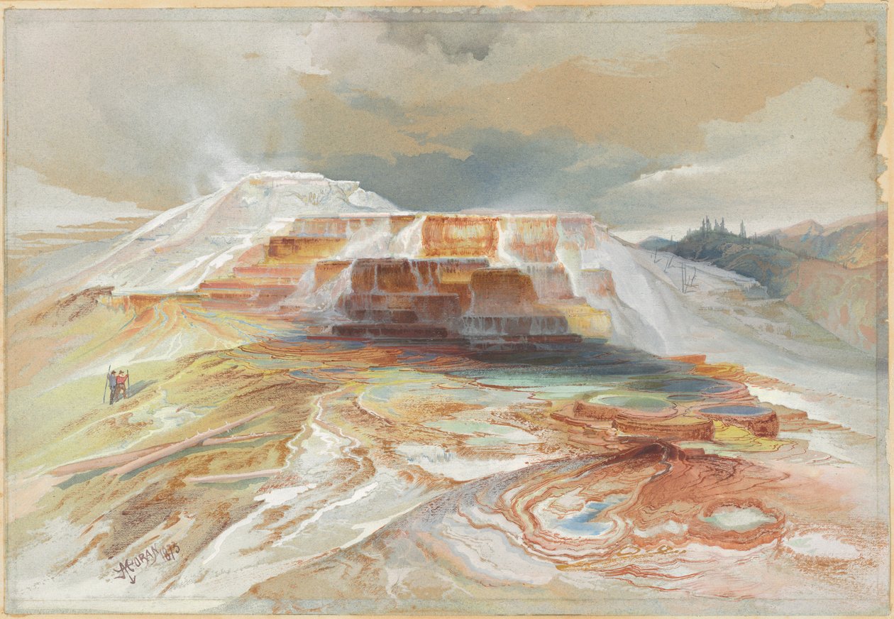 Fontes termais do rio Gardiner, Yellowstone de Thomas Moran