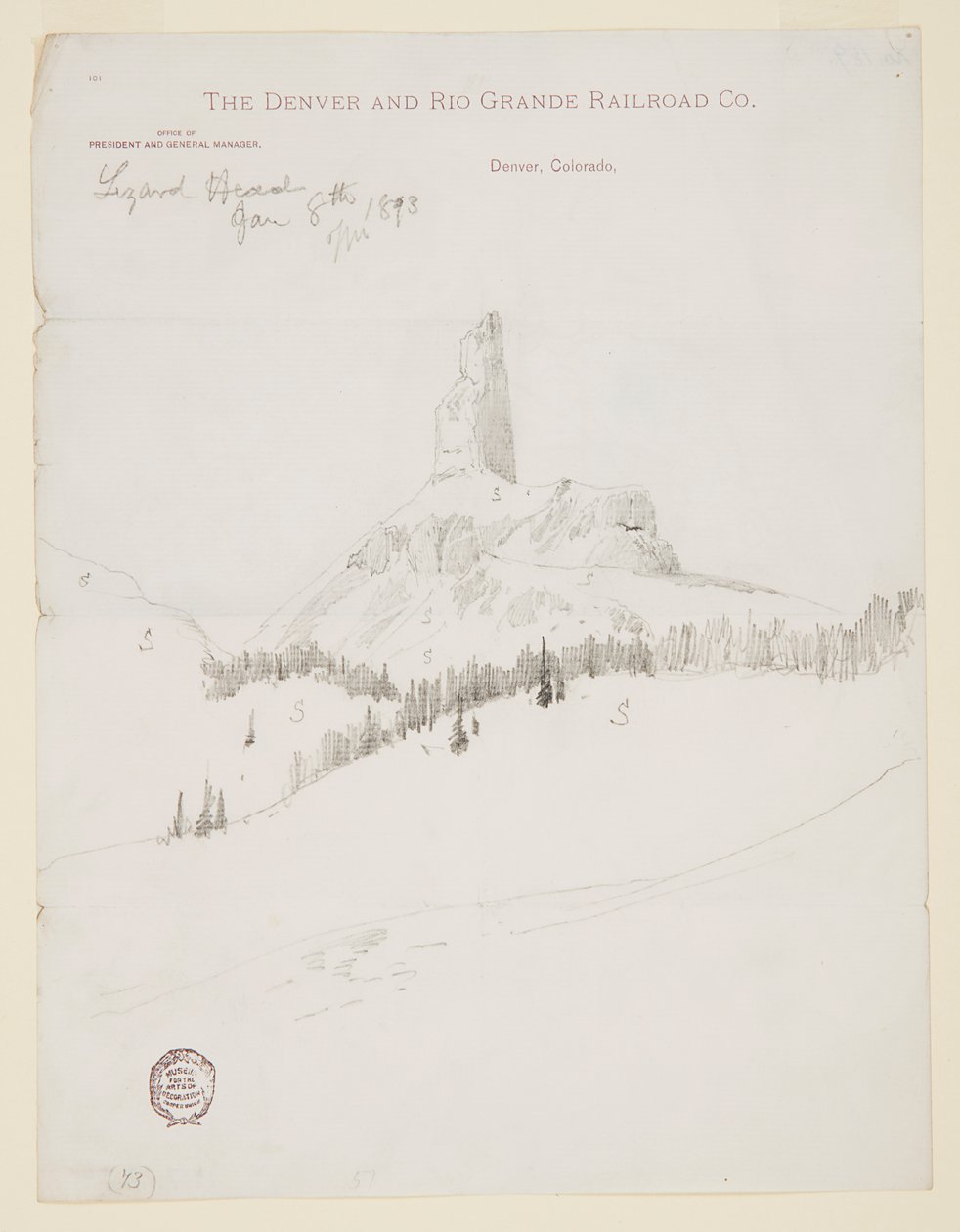 Pico da cabeça do lagarto, Colorado de Thomas Moran